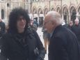 Pippo Baudo in Piazza del Popolo per la trasmissione In Viaggio con Giovanni Allevi